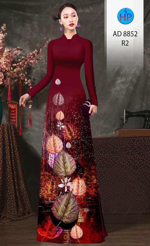 Vải Áo Dài In Hình Lá Độc Đáo AD 8852