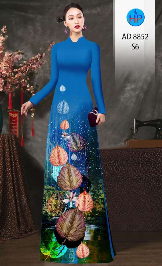 Vải Áo Dài In Hình Lá Độc Đáo AD 8852