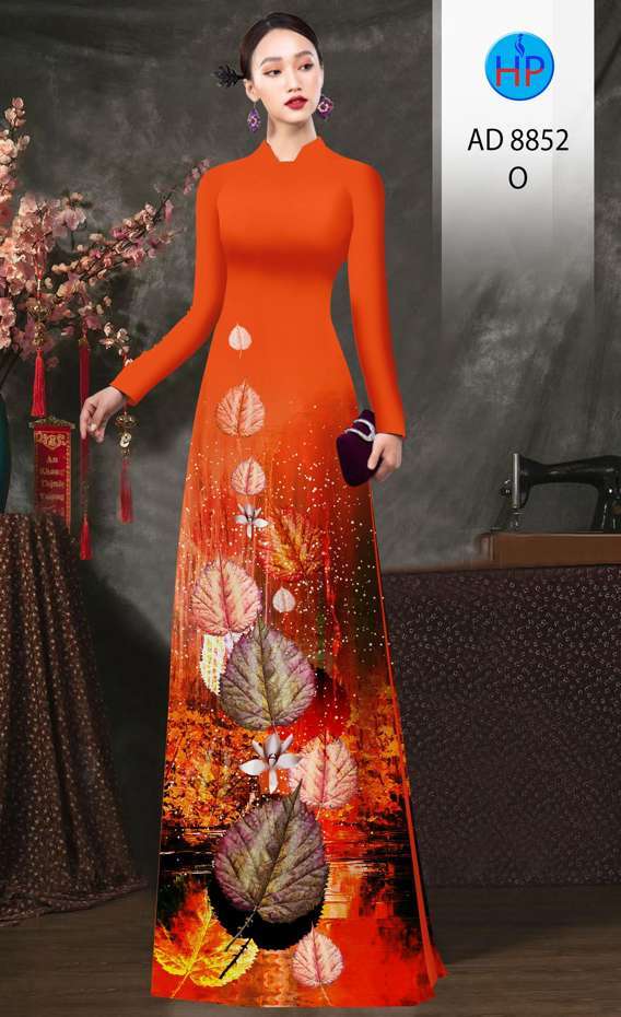 Vải Áo Dài In Hình Lá Độc Đáo AD 8852