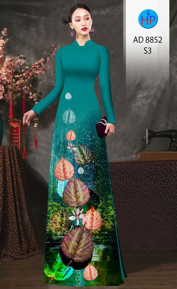 Vải Áo Dài In Hình Lá Độc Đáo AD 8852