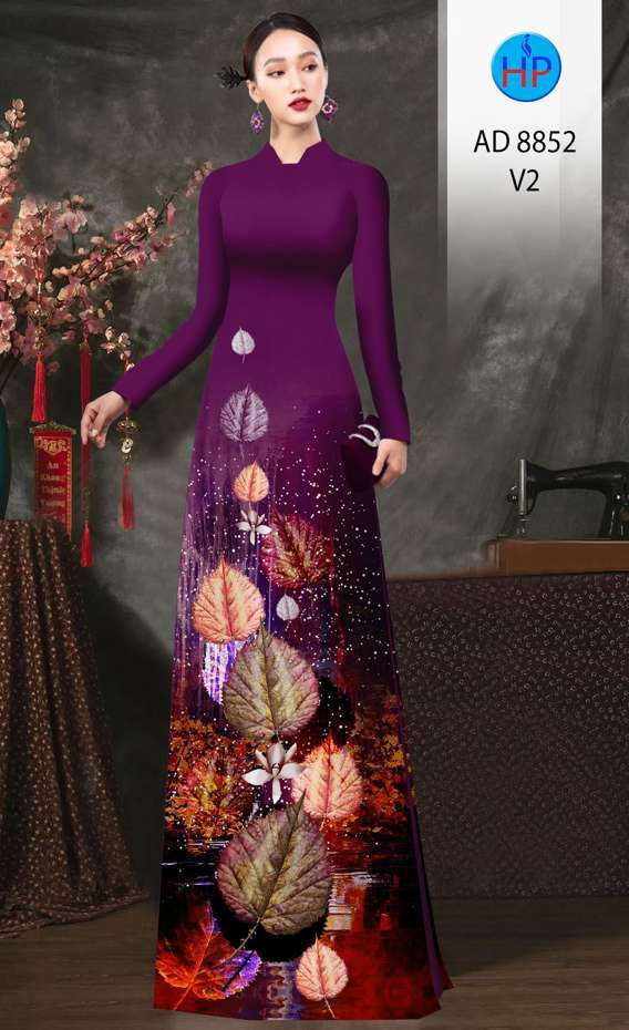 Vải Áo Dài In Hình Lá Độc Đáo AD 8852