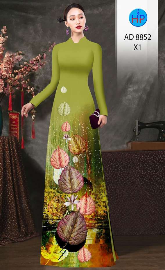 Vải Áo Dài In Hình Lá Độc Đáo AD 8852