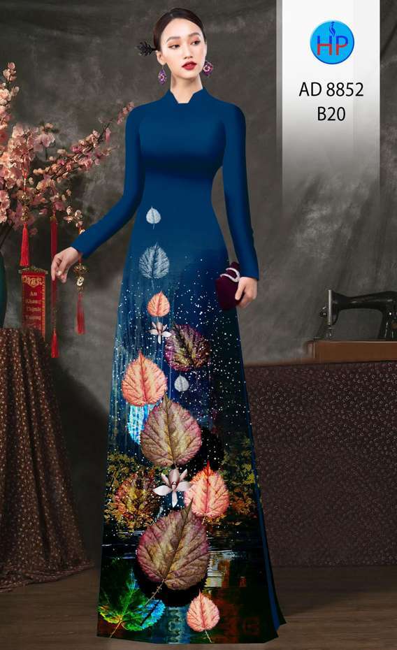 Vải Áo Dài In Hình Lá Độc Đáo AD 8852