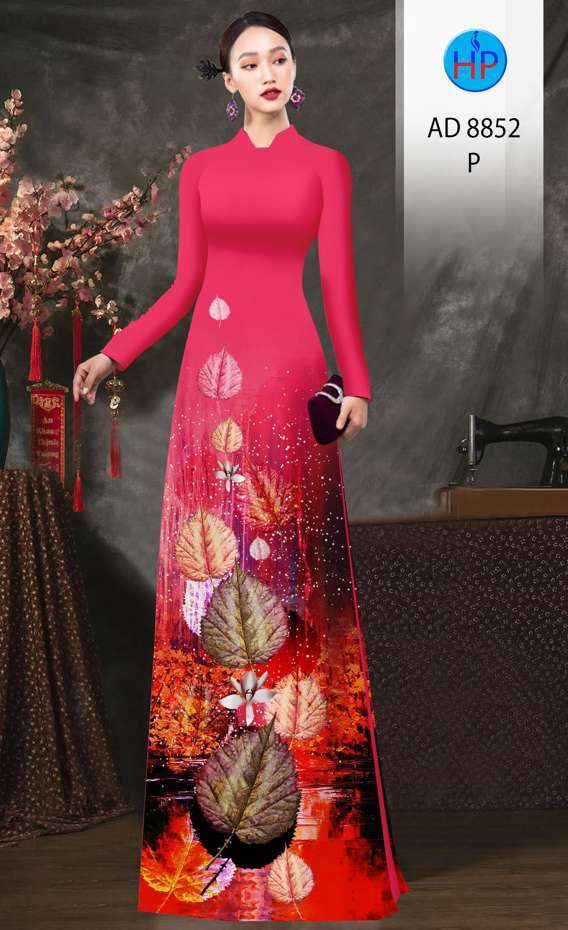 Vải Áo Dài In Hình Lá Độc Đáo AD 8852