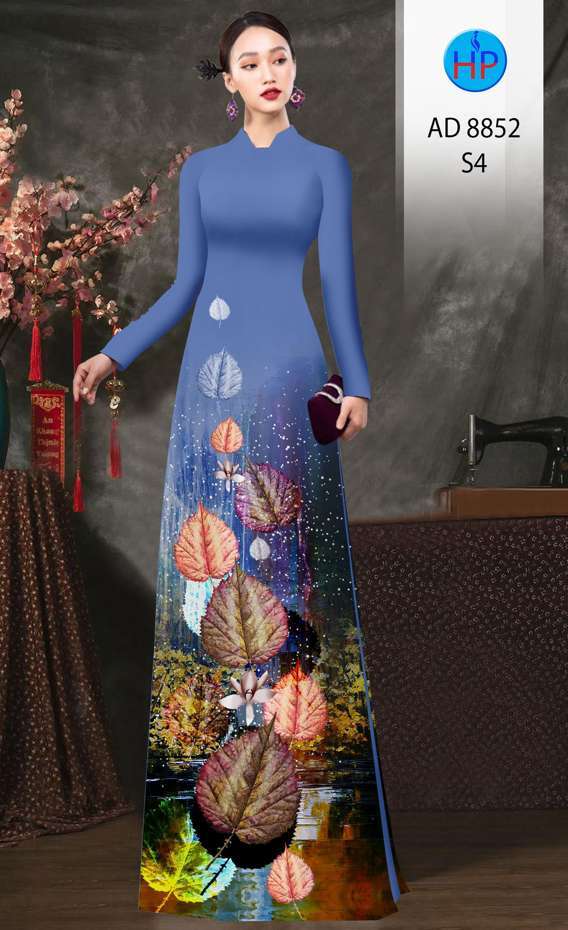 Vải Áo Dài In Hình Lá Độc Đáo AD 8852