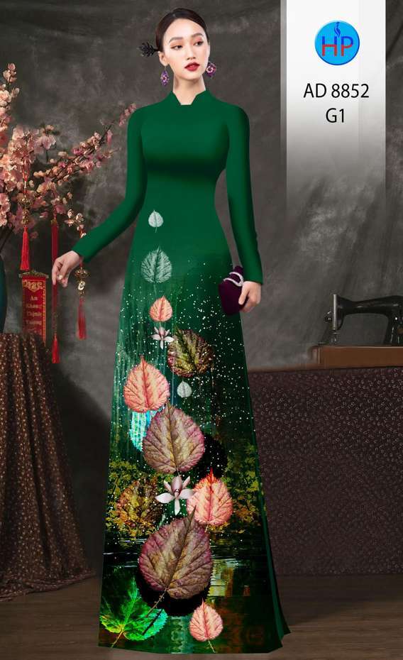 Vải Áo Dài In Hình Lá Độc Đáo AD 8852