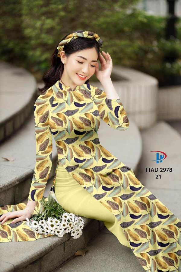 Vải Áo Dài Hình Lá Kiểu Mới AD TTAD2978 54 Vải Áo Dài Hình Lá Kiểu Mới AD TTAD2978