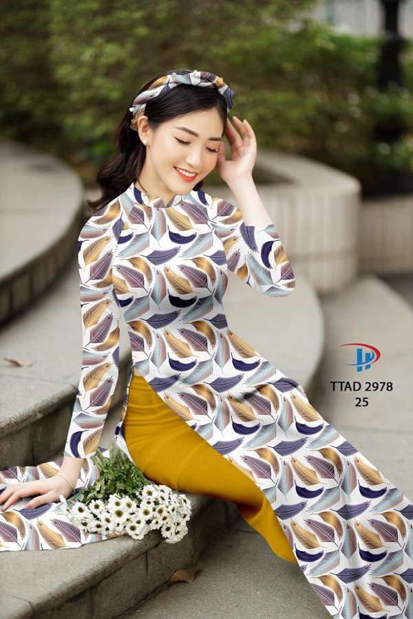 Vải Áo Dài Hình Lá Kiểu Mới AD TTAD2978 58 Vải Áo Dài Hình Lá Kiểu Mới AD TTAD2978