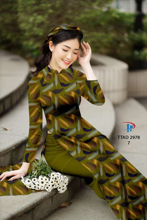 Vải Áo Dài Hình Lá Kiểu Mới AD TTAD2978 66 Vải Áo Dài Hình Lá Kiểu Mới AD TTAD2978