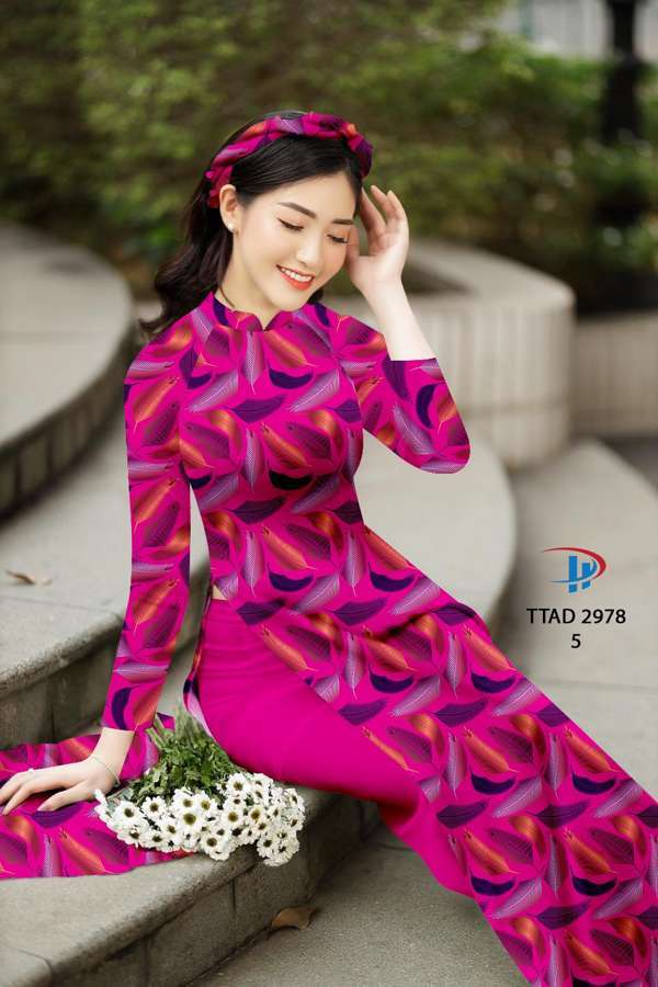 Vải Áo Dài Hình Lá Kiểu Mới AD TTAD2978 64 Vải Áo Dài Hình Lá Kiểu Mới AD TTAD2978