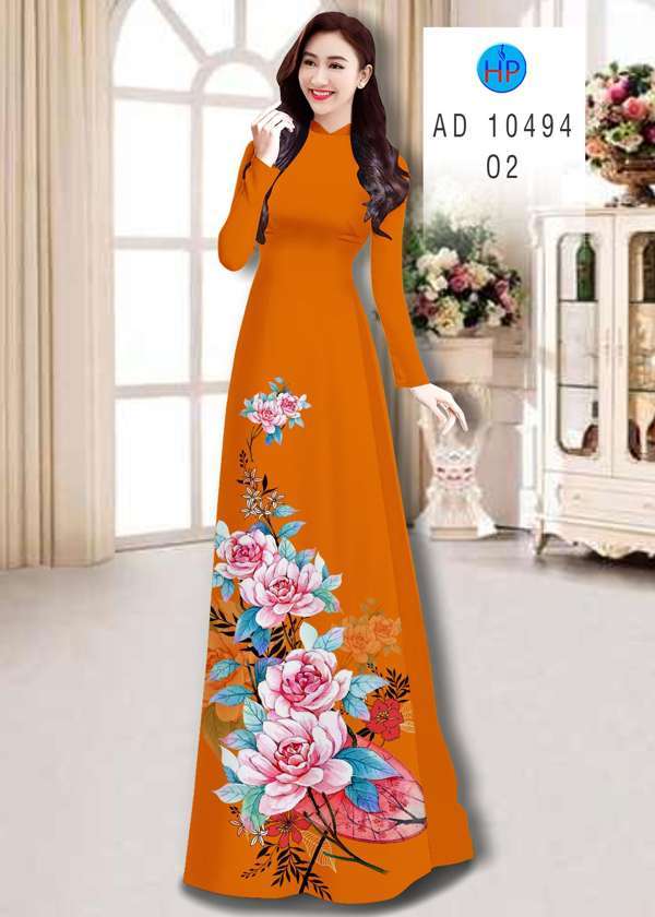 Vải Áo Dài Hoa In 3D Mới Ra AD 10494 38 Vải Áo Dài Hoa In 3D Mới Ra AD 10494