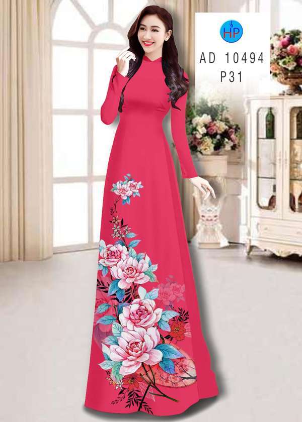 Vải Áo Dài Hoa In 3D Mới Ra AD 10494 41 Vải Áo Dài Hoa In 3D Mới Ra AD 10494