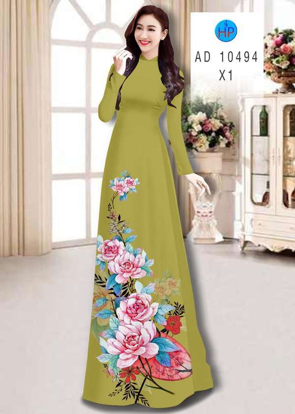 Vải Áo Dài Hoa In 3D Mới Ra AD 10494 44 Vải Áo Dài Hoa In 3D Mới Ra AD 10494