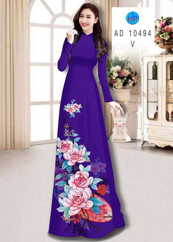 Vải Áo Dài Hoa In 3D Mới Ra AD 10494 45 Vải Áo Dài Hoa In 3D Mới Ra AD 10494