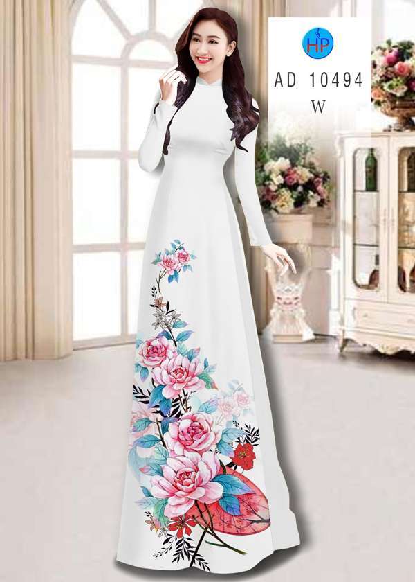 Vải Áo Dài Hoa In 3D Mới Ra AD 10494 48 Vải Áo Dài Hoa In 3D Mới Ra AD 10494