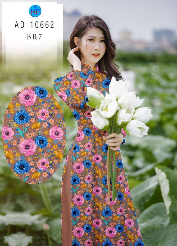 Vải Áo Dài Hoa Đều Độc Đáo AD 10662