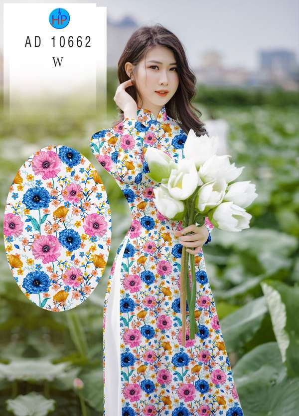 Vải Áo Dài Hoa Đều Độc Đáo AD 10662
