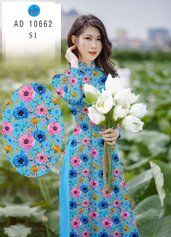 Vải Áo Dài Hoa Đều Độc Đáo AD 10662