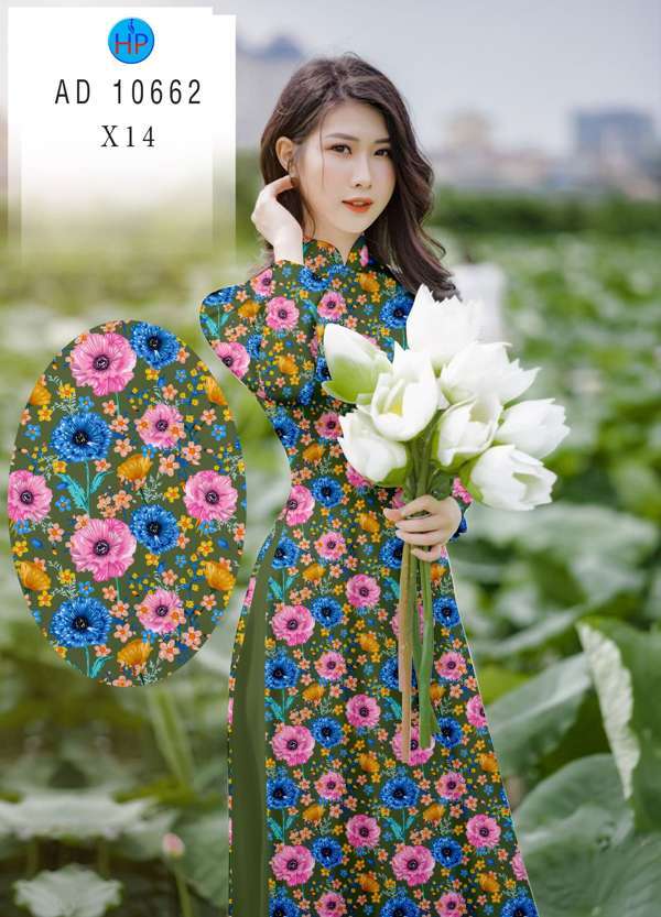 Vải Áo Dài Hoa Đều Độc Đáo AD 10662