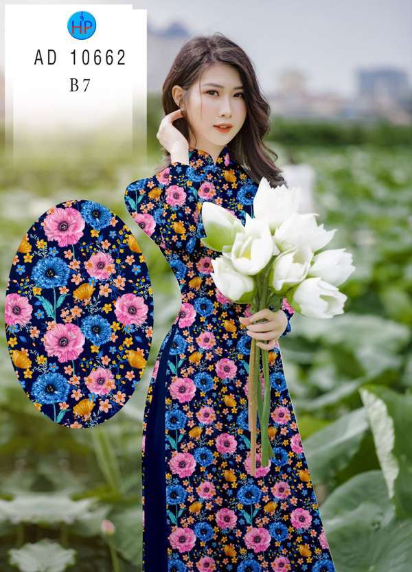 Vải Áo Dài Hoa Đều Độc Đáo AD 10662