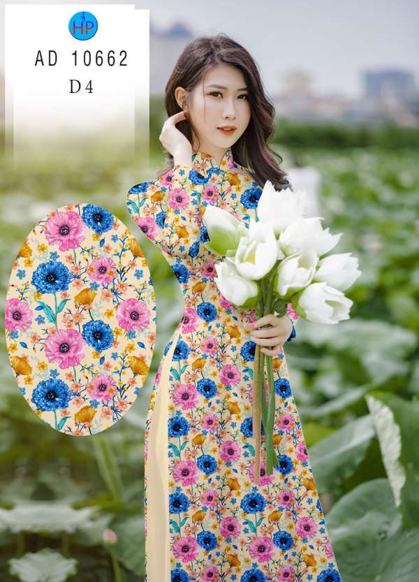 Vải Áo Dài Hoa Đều Độc Đáo AD 10662