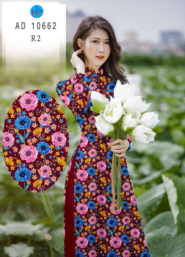 Vải Áo Dài Hoa Đều Độc Đáo AD 10662