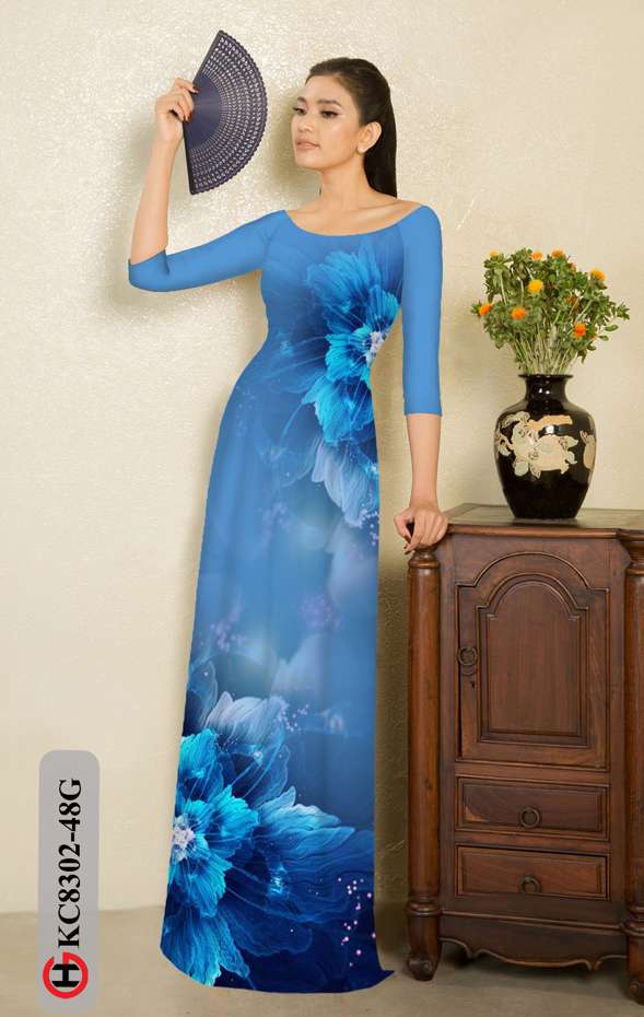 Vải Áo Dài Hoa In 3D Mới Ra AD KC8302 33 Vải Áo Dài Hoa In 3D Mới Ra AD KC8302