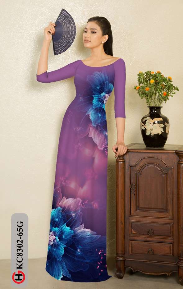 Vải Áo Dài Hoa In 3D Mới Ra AD KC8302 36 Vải Áo Dài Hoa In 3D Mới Ra AD KC8302