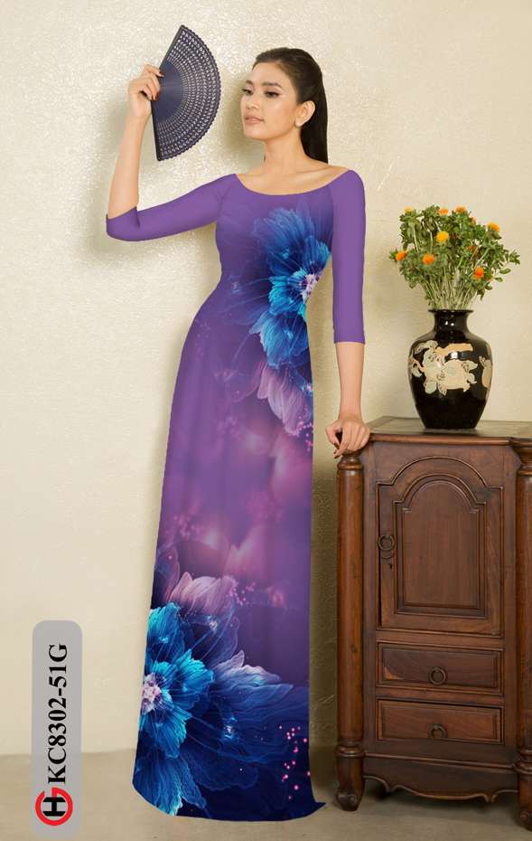 Vải Áo Dài Hoa In 3D Mới Ra AD KC8302 34 Vải Áo Dài Hoa In 3D Mới Ra AD KC8302