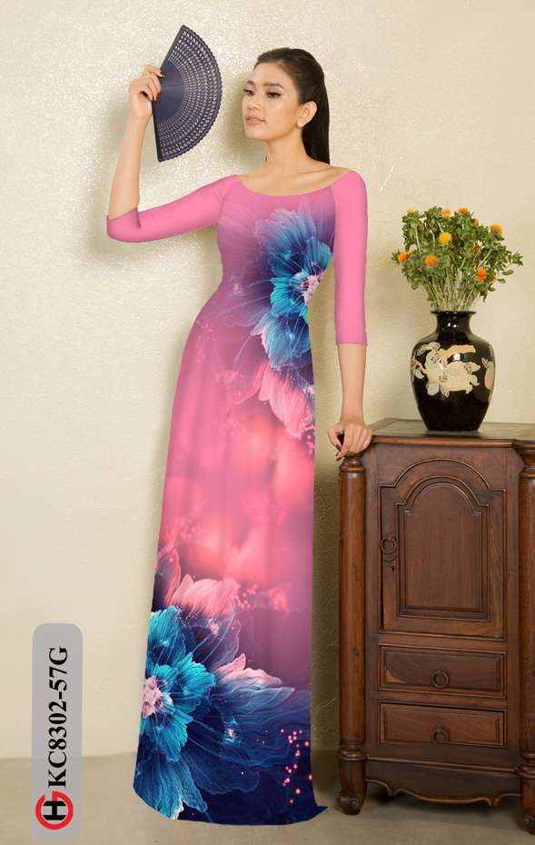 Vải Áo Dài Hoa In 3D Mới Ra AD KC8302 35 Vải Áo Dài Hoa In 3D Mới Ra AD KC8302