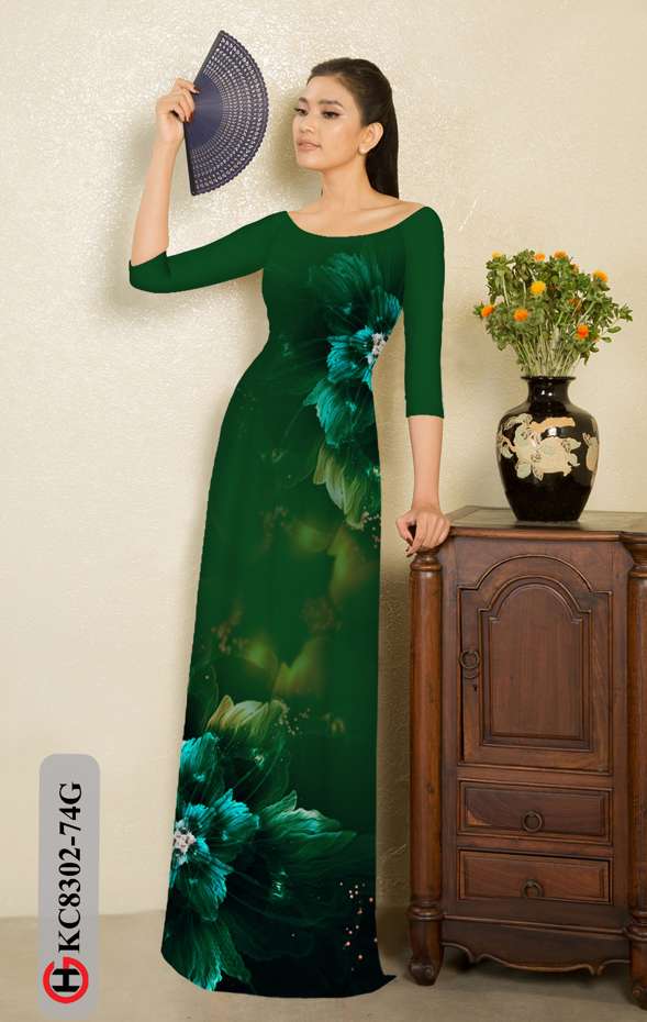 Vải Áo Dài Hoa In 3D Mới Ra AD KC8302 38 Vải Áo Dài Hoa In 3D Mới Ra AD KC8302