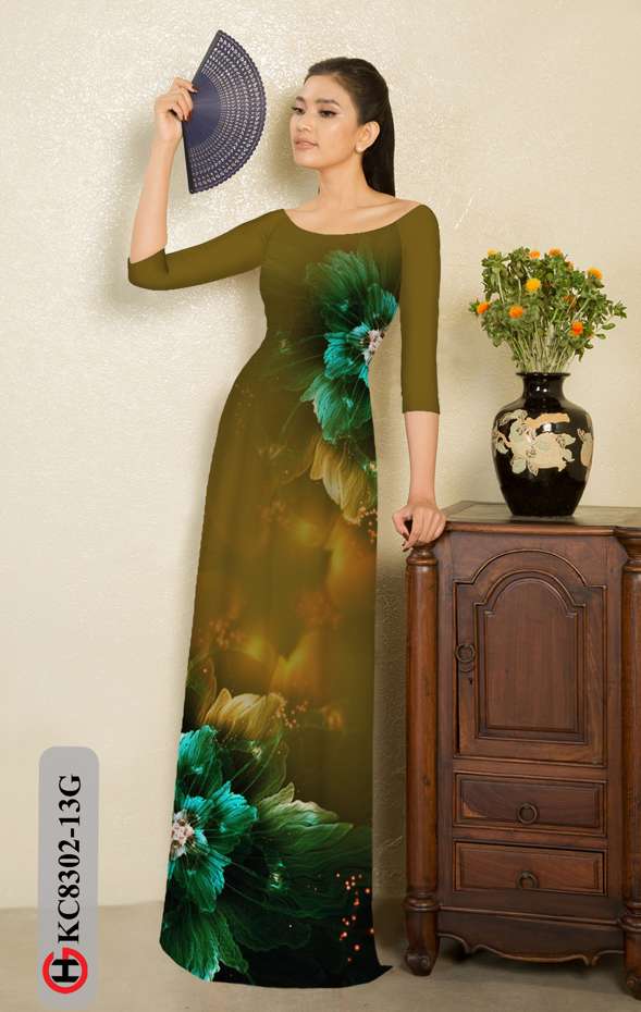 Vải Áo Dài Hoa In 3D Mới Ra AD KC8302 40 Vải Áo Dài Hoa In 3D Mới Ra AD KC8302