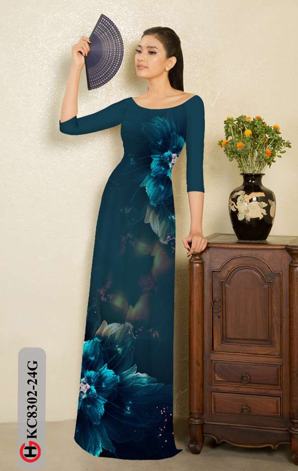 Vải Áo Dài Hoa In 3D Mới Ra AD KC8302 43 Vải Áo Dài Hoa In 3D Mới Ra AD KC8302