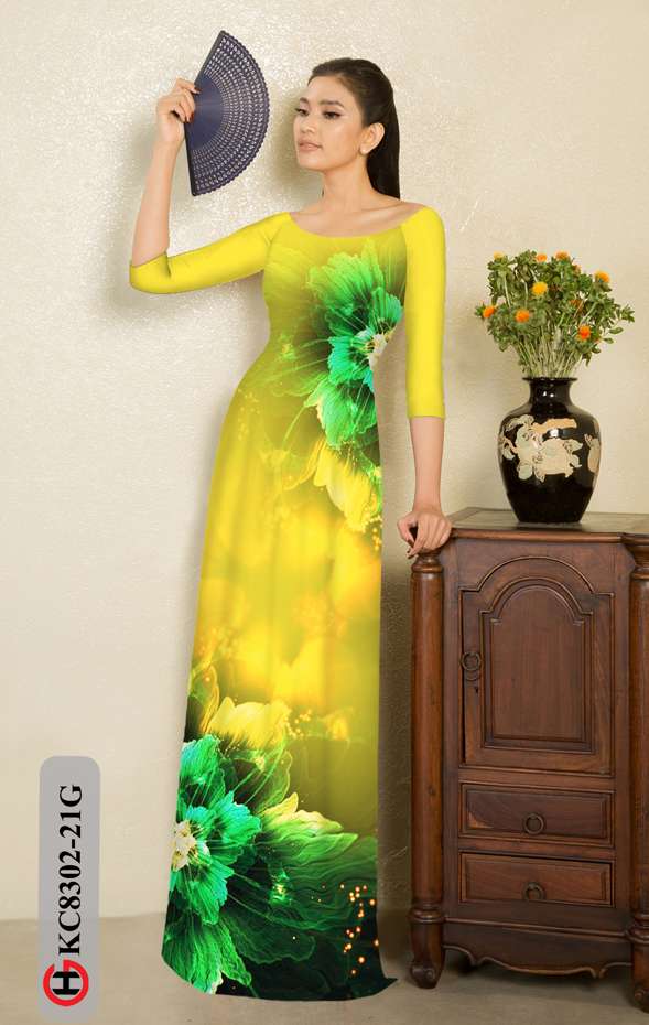 Vải Áo Dài Hoa In 3D Mới Ra AD KC8302 42 Vải Áo Dài Hoa In 3D Mới Ra AD KC8302