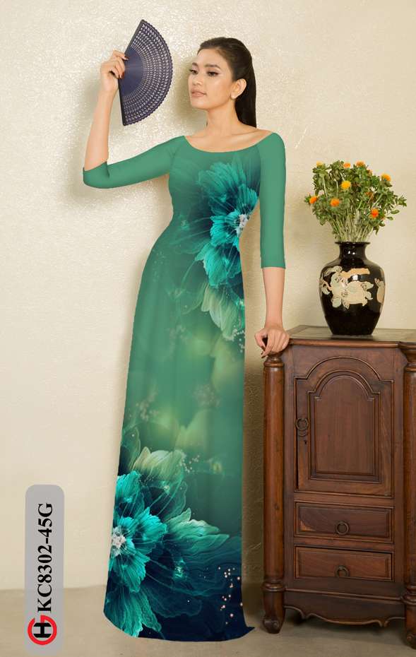 Vải Áo Dài Hoa In 3D Mới Ra AD KC8302 46 Vải Áo Dài Hoa In 3D Mới Ra AD KC8302