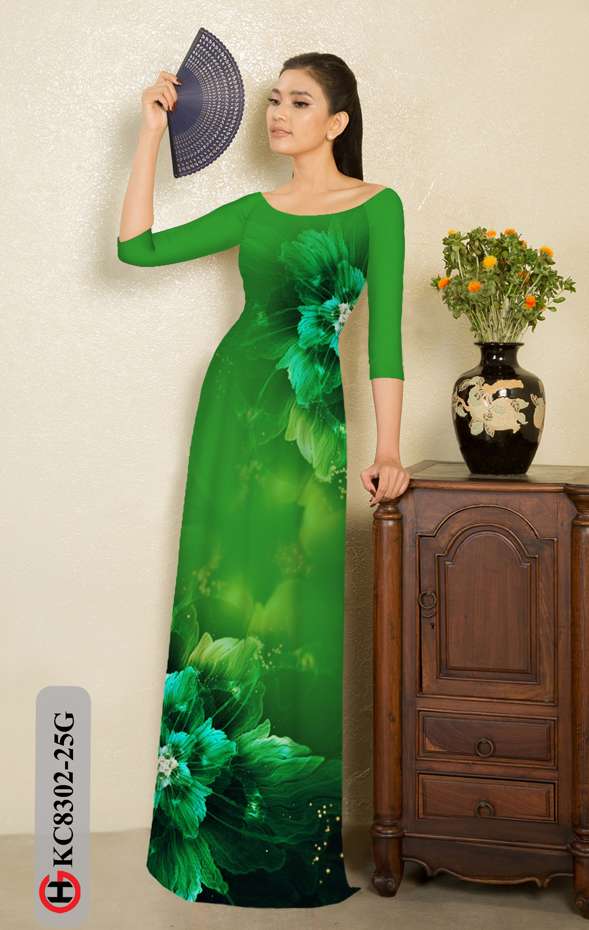 Vải Áo Dài Hoa In 3D Mới Ra AD KC8302 44 Vải Áo Dài Hoa In 3D Mới Ra AD KC8302