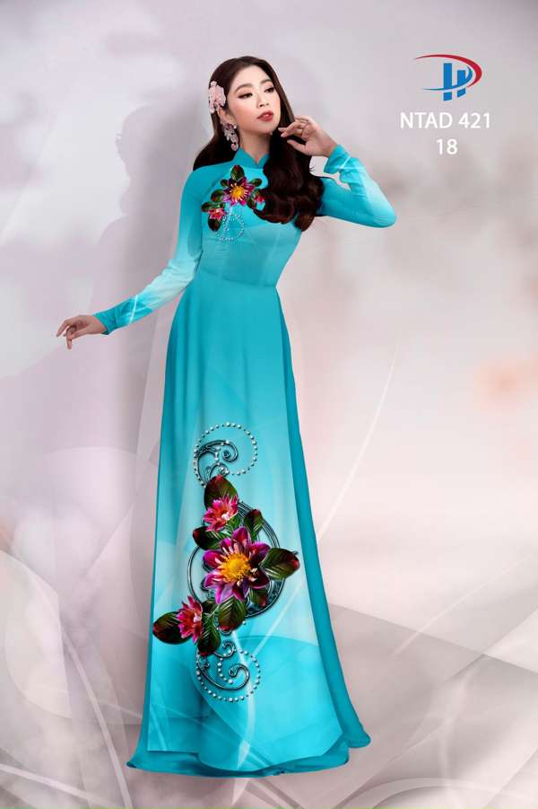 Vải Áo Dài Hoa In 3D Độc Đáo AD NTAD421 53 Vải Áo Dài Hoa In 3D Độc Đáo AD NTAD421