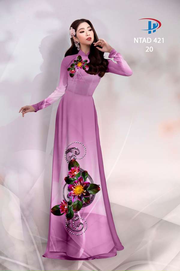 Vải Áo Dài Hoa In 3D Độc Đáo AD NTAD421 55 Vải Áo Dài Hoa In 3D Độc Đáo AD NTAD421