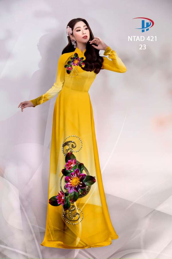 Vải Áo Dài Hoa In 3D Độc Đáo AD NTAD421 58 Vải Áo Dài Hoa In 3D Độc Đáo AD NTAD421