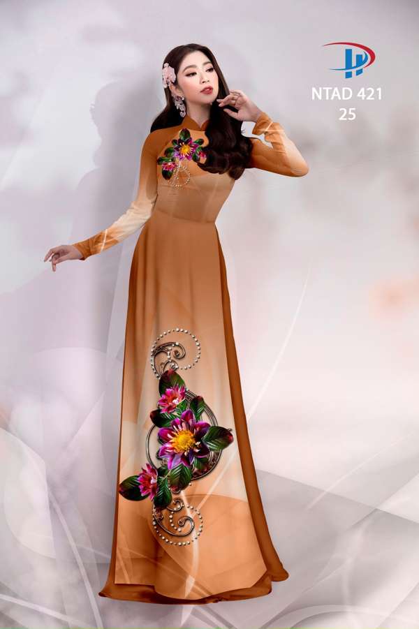 Vải Áo Dài Hoa In 3D Độc Đáo AD NTAD421 60 Vải Áo Dài Hoa In 3D Độc Đáo AD NTAD421