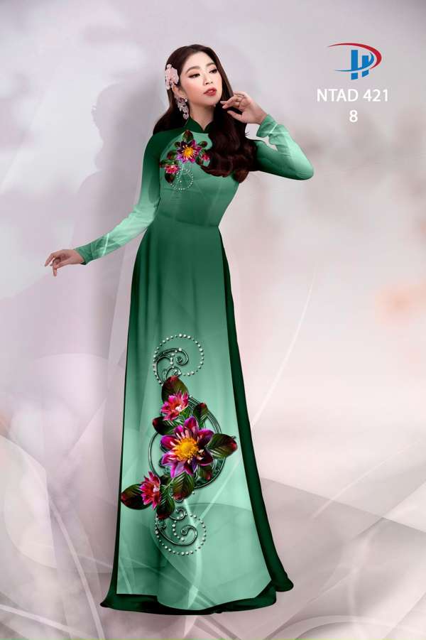 Vải Áo Dài Hoa In 3D Độc Đáo AD NTAD421 61 Vải Áo Dài Hoa In 3D Độc Đáo AD NTAD421