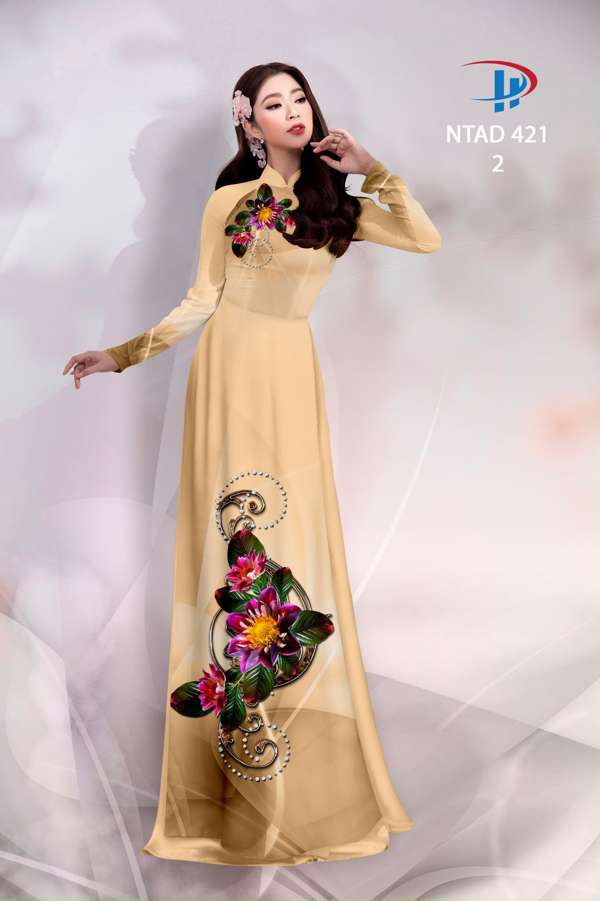 Vải Áo Dài Hoa In 3D Độc Đáo AD NTAD421 63 Vải Áo Dài Hoa In 3D Độc Đáo AD NTAD421