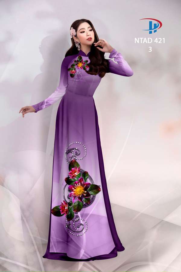 Vải Áo Dài Hoa In 3D Độc Đáo AD NTAD421 64 Vải Áo Dài Hoa In 3D Độc Đáo AD NTAD421