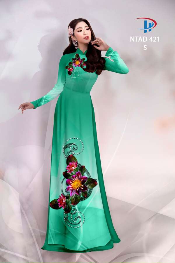 Vải Áo Dài Hoa In 3D Độc Đáo AD NTAD421 66 Vải Áo Dài Hoa In 3D Độc Đáo AD NTAD421
