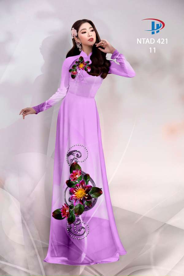 Vải Áo Dài Hoa In 3D Độc Đáo AD NTAD421 70 Vải Áo Dài Hoa In 3D Độc Đáo AD NTAD421