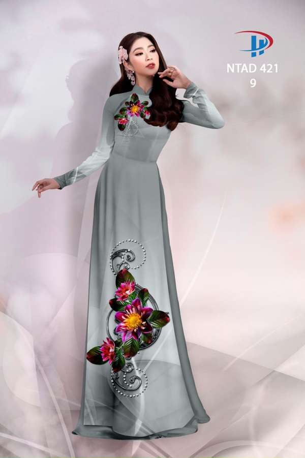 Vải Áo Dài Hoa In 3D Độc Đáo AD NTAD421 68 Vải Áo Dài Hoa In 3D Độc Đáo AD NTAD421
