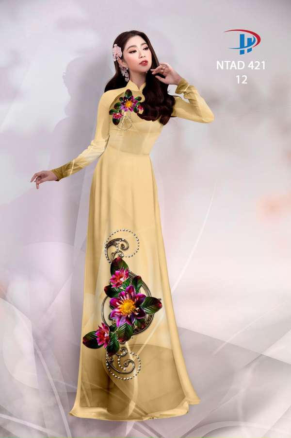 Vải Áo Dài Hoa In 3D Độc Đáo AD NTAD421 71 Vải Áo Dài Hoa In 3D Độc Đáo AD NTAD421