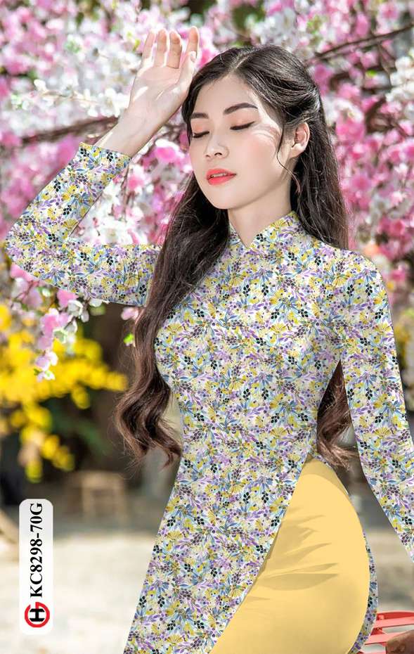 Vải Áo Dài Hoa Nhí Vừa Ra AD KC8298 38 Vải Áo Dài Hoa Nhí Vừa Ra  AD KC8298