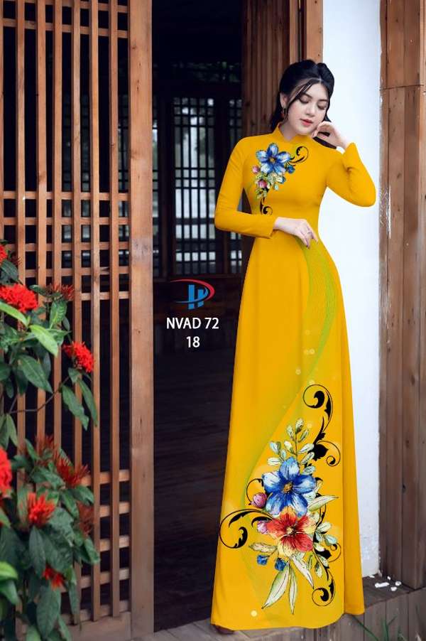 Vải Áo Dài Hoa In 3D Thiết Kế 2021 AD NVAD72 70 Vải Áo Dài Hoa In 3D Thiết Kế 2021 AD NVAD72