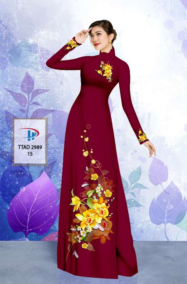 Vải Áo Dài Hoa In 3D Kiểu Mới AD TTAD2989 51 Vải Áo Dài Hoa In 3D Kiểu Mới AD TTAD2989